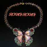 Colorful butterfly diamond brooch necklace dual purpose removable